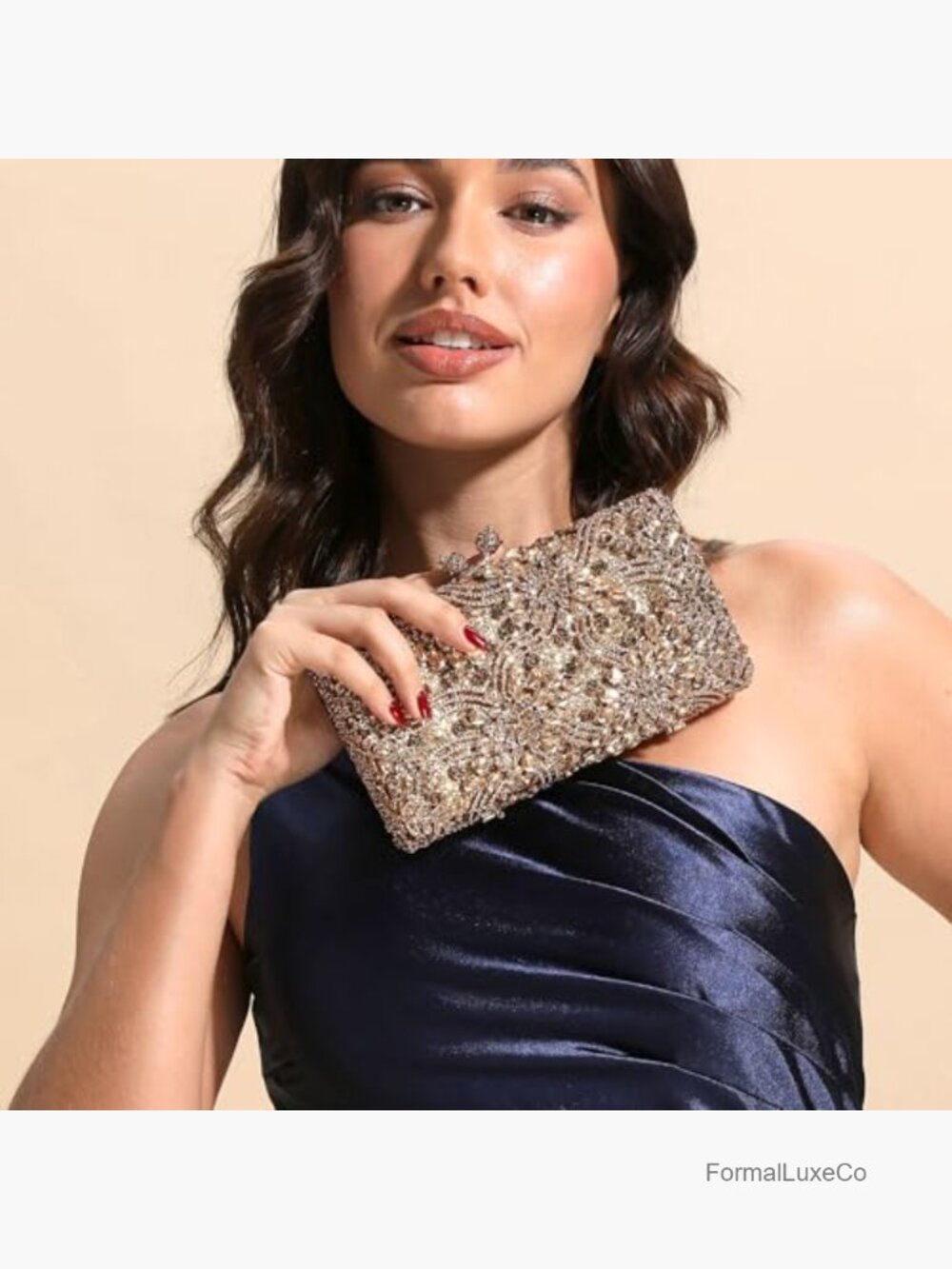 Floral Crystal Clutch Purse Evening Handbag Rhinestone Bridal Mini Bag - Picture 3 of 7